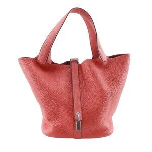 HERMES Picotin Lock22 MM Handbag Red Taurillon Clemence Women